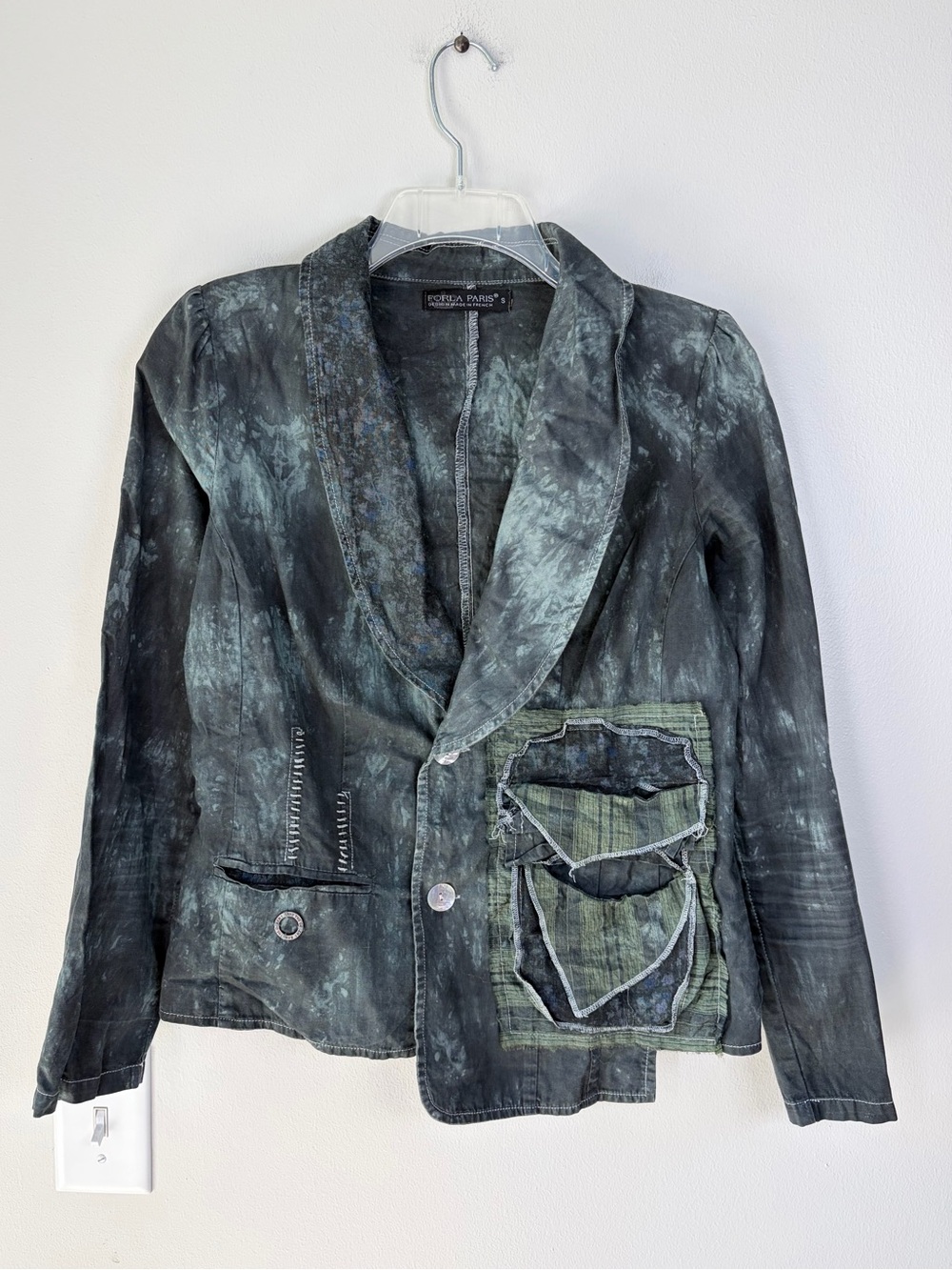 Flora Paris Asymmetrical Tie Dye Fitted Blazer Wearable Art Eclectic Steampunk